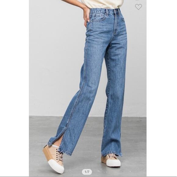 Insane Gene Womens Split Ankle Jeans Size 5 / 26 High Rise Medium Wash Denim - Picture 1 of 15